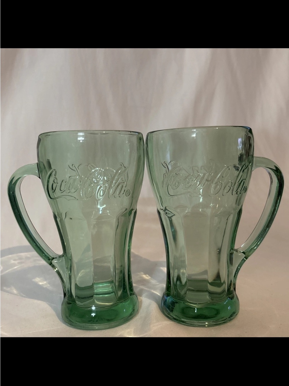 Libbey Vintage CocaCola  Embossed Glass - Pair 16oz Mugs